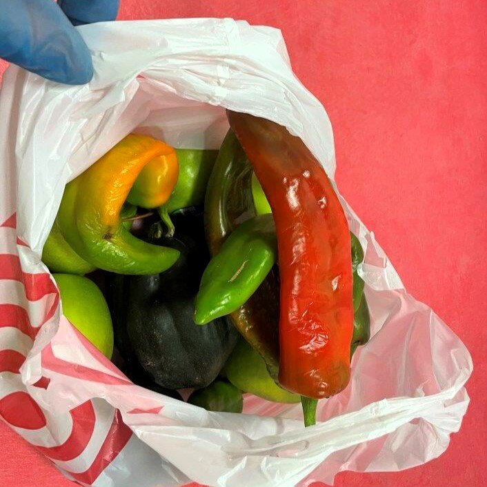 Chili peppers in a bag